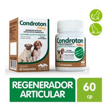 Condroton Pet 500 mg - Regenerador Articular - 60 Comprimidos