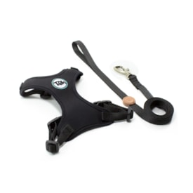 Conjunto de Guia e Peitoral Toh H para Gatos Neo Black