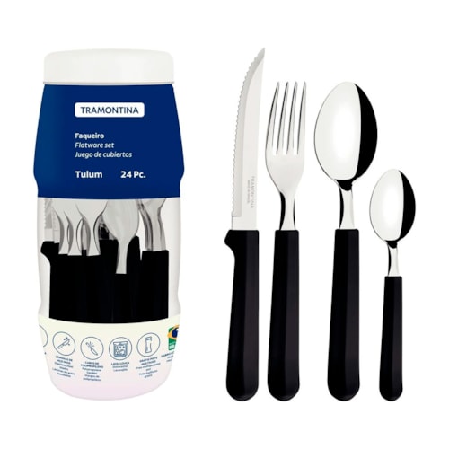 Conjunto de Talheres Tramontina Tulum Preto 24 Peças 23299089