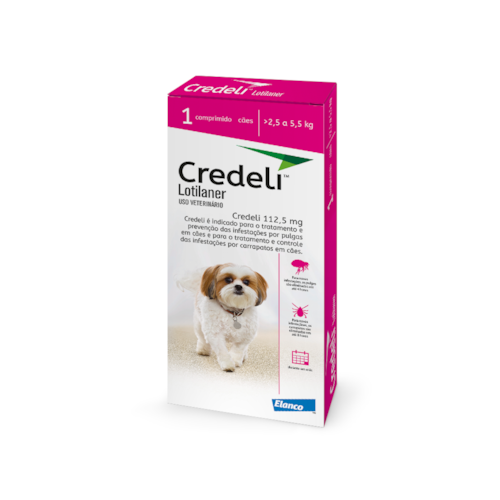 Credeli 112,5 mg Antipulgas e Carrapatos Para Cães de 2,5 a 5,5 kg 1 Comprimido