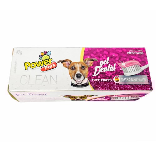 Creme Dental Clean Tutti-frutti para Cães e Gatos 60g - PowerPets