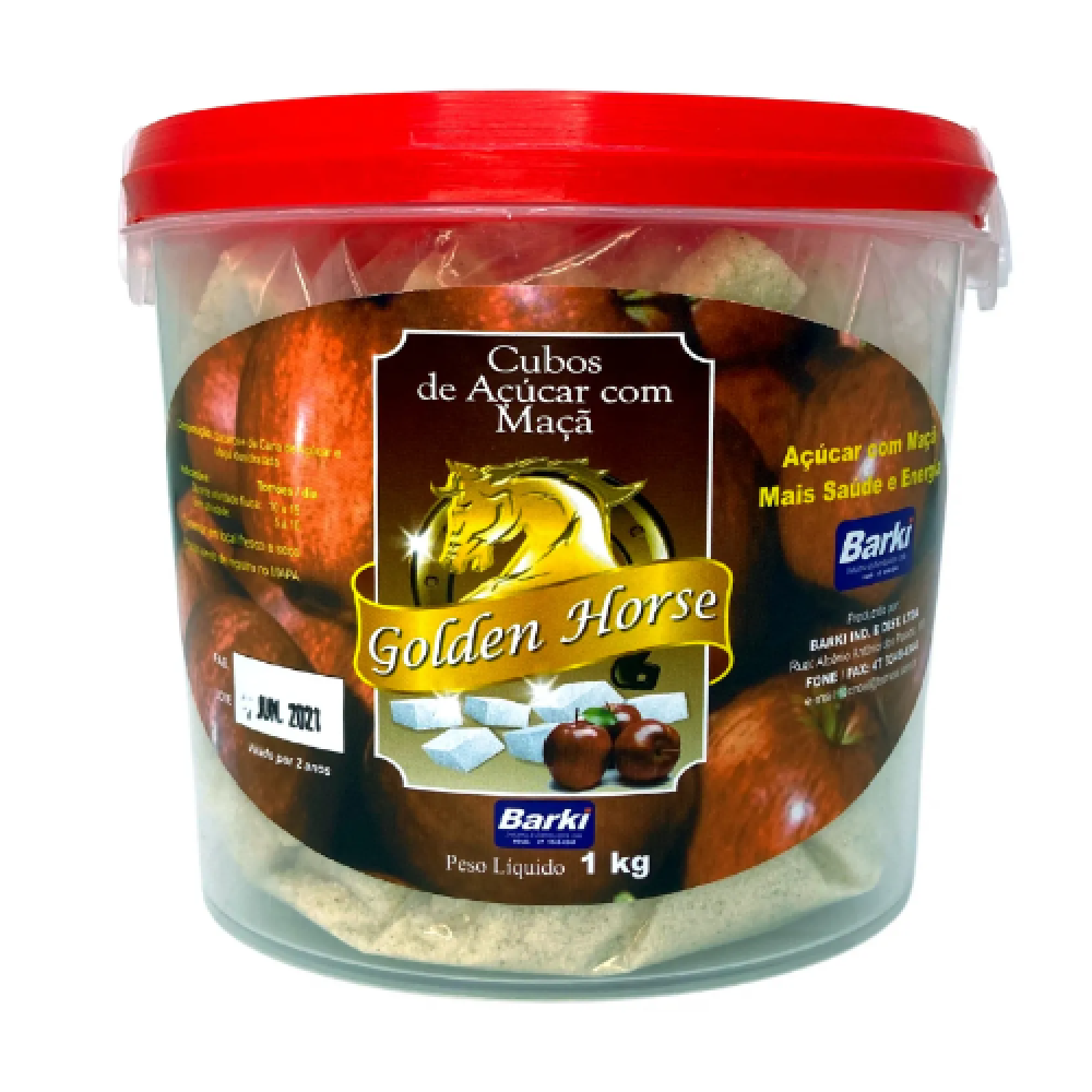Cubos de Açucar para Cavalos com Maçã 1KG - Golden Horse Barki