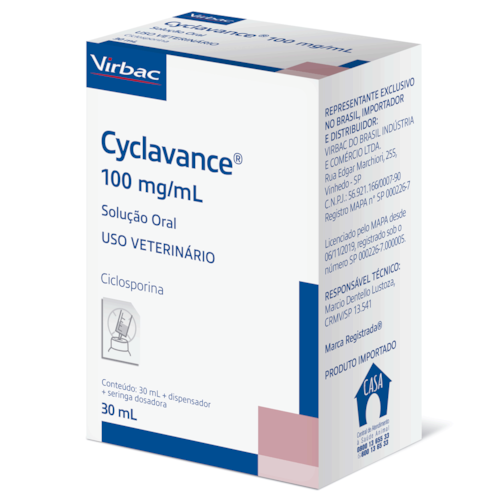 Cyclavance Ciclosporina Virbac 100mg/ml para Cães 30 ml