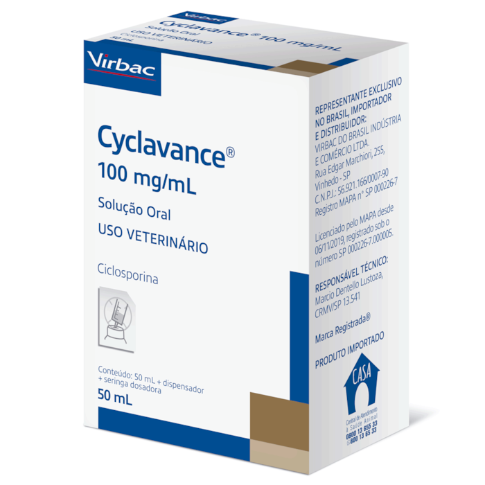 Cyclavance Ciclosporina Virbac 100mg/ml para Cães 50 ml