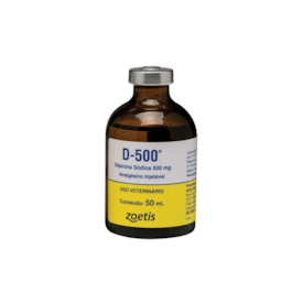 Dipirona Sódica D-500 Zoetis Injetável para Grandes Animais 500mg em Frasco de 50 ml