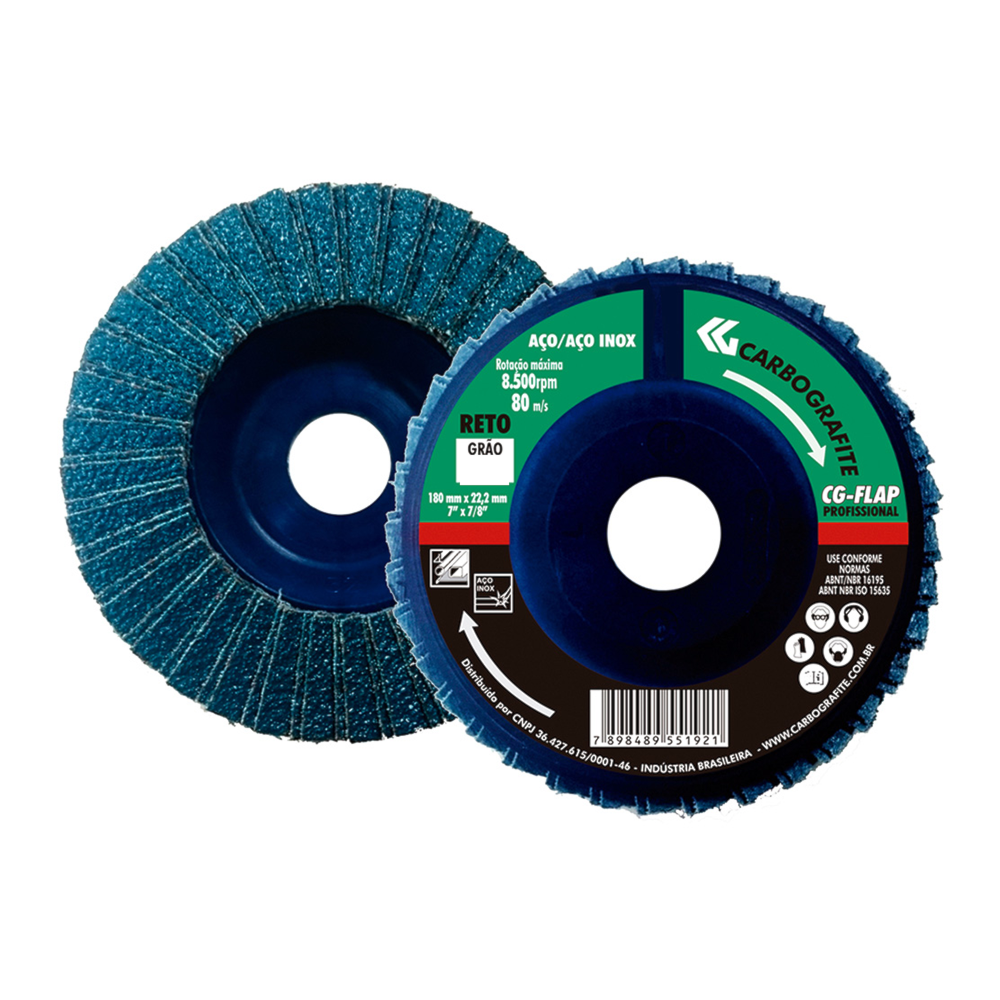 Disco CG-Flap Reto 115x22,2mm Grão 80 - Carbografite