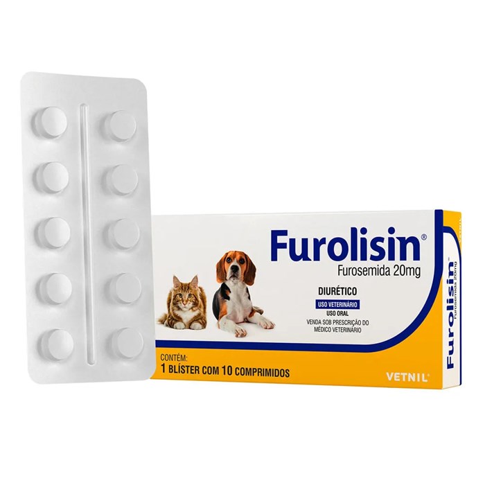Diurético Furolisin Vetnil para Cães e Gatos - 10 Comprimido