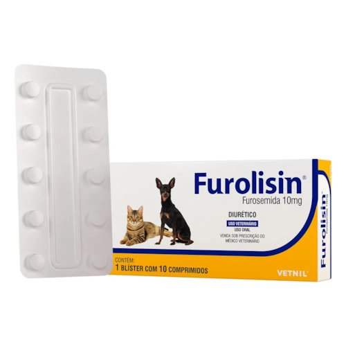 Diurético Furolisin Vetnil para Cães e Gatos - 10 Comprimido