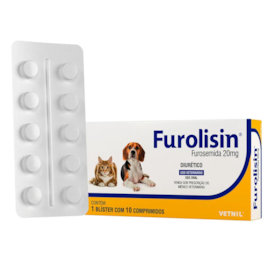 Diurético Furolisin Vetnil para Cães e Gatos - 10 Comprimido