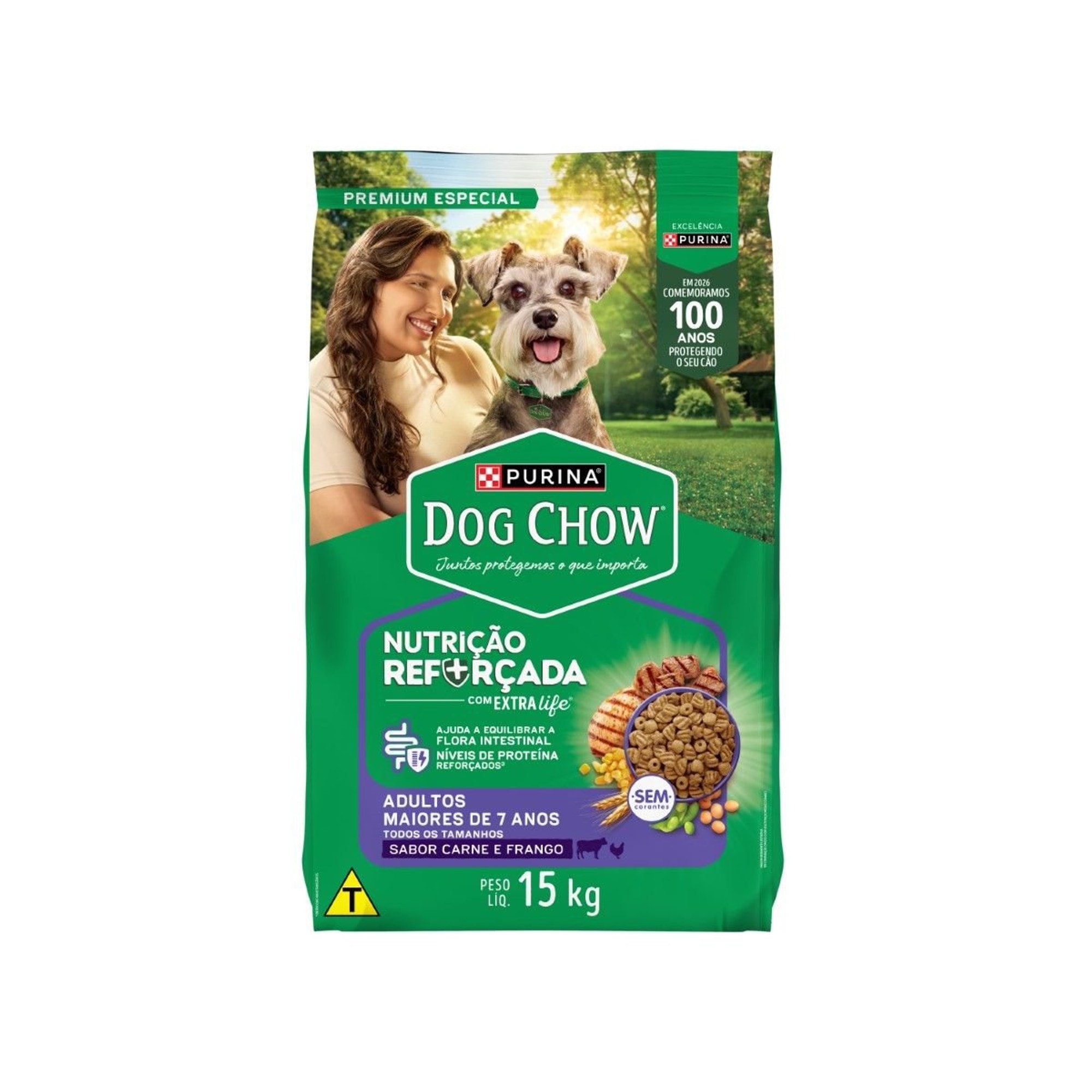 Dog Chow para Cães Sênior 7+ Sabor Frango e Arroz 15kg
