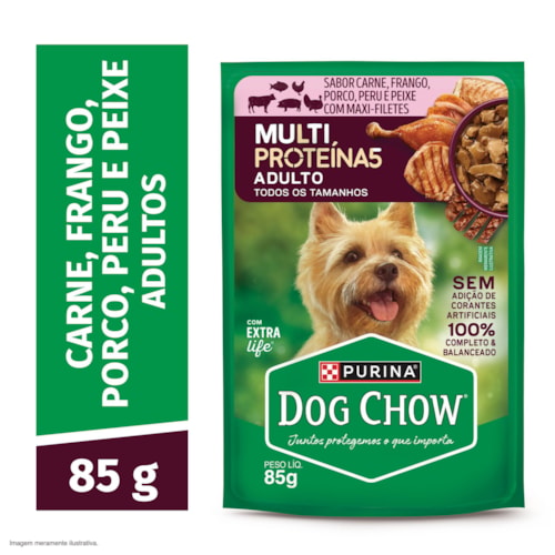 Dog Chow Sache Cães Ad Mult Prot Car/Fgo/Sal/Por/Per/Pei 85G