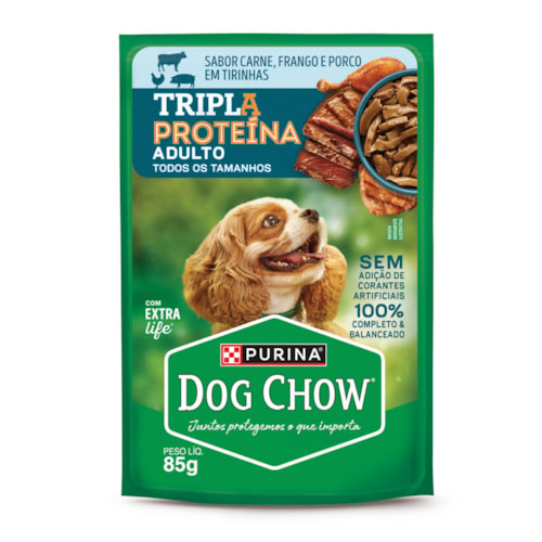 Dog Chow Sache Cães Ad Tri Prot Carne/Frango/Porco 85G - imagem adicional
