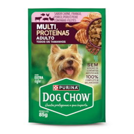 Dog Chow Sachê Múltiproteína 5 para Cães Adultos Carne, Frango, Porco, Peru e Peixe 85g - imagem adicional
