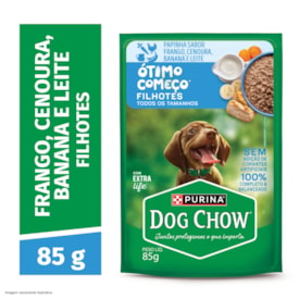 Dog Chow Sachê Ótimo Começo® para Cães Filhotes Sabor Frango, Cenoura, Banana e Leite em Papinha 85g