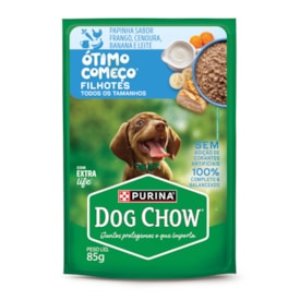 Dog Chow Sachê Ótimo Começo® para Cães Filhotes Sabor Frango, Cenoura, Banana e Leite em Papinha 85g - imagem adicional