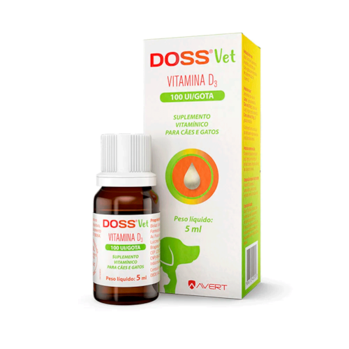 Doss Vet Suplemento Vitamína D3 Avert 100 UI/Gota para Cães e Gatos 5 ml