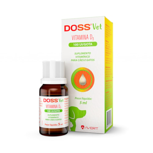 Doss Vet Suplemento Vitamína D3 Avert 100 UI/Gota para Cães e Gatos 5 ml - imagem adicional