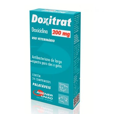 Doxiciclina Doxitrat Agener para Cães e Gatos 200 mg 24 Comprimidos