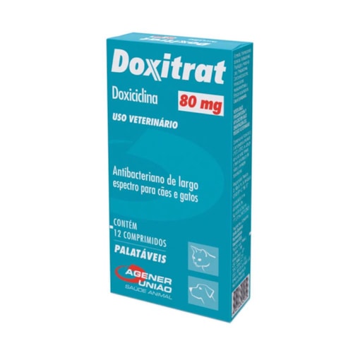 Doxiciclina Doxitrat Agener para Cães e Gatos 80mg 12 Comprimidos