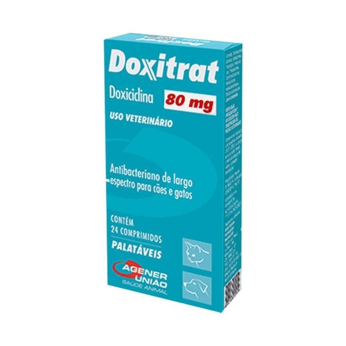 Doxiciclina Doxitrat Agener para Cães e Gatos 80mg 