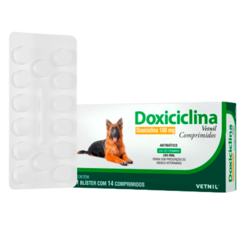Doxiciclina Vetnil Comprimidos 100 mg 14 Comprimidos – Antibiótico de Amplo Espectro para Cães e Gatos