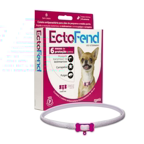 EctoFend® Zoetis – Coleira Antiparasitária para Cães 48cm Rosa