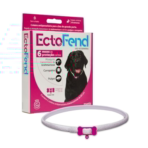EctoFend® Zoetis – Coleira Antiparasitária para Cães 65cm Rosa