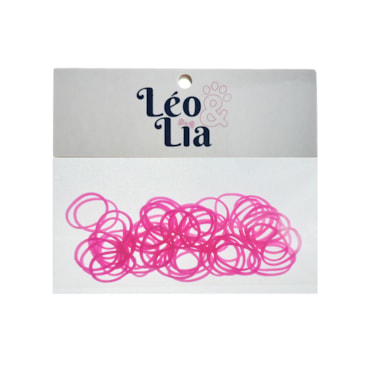Elástico Colorido para Penteados em Pets Léo & Lia Rosa Fluorescente 50 un