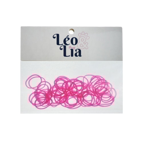 Elástico Colorido para Penteados em Pets Léo & Lia Rosa Fluorescente 50 un