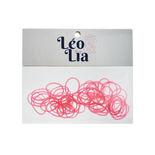 Elástico Colorido para Penteados em Pets Léo & Lia Rosa Neon 50 un