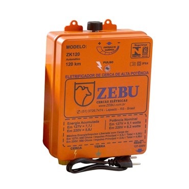 Eletrificador de Cerca Elétrica Rural Zebu ZK120 Bivolt