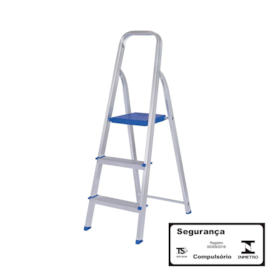 Escada de Aluminio Residencial Mor 3 Degraus 1,2 m Altura