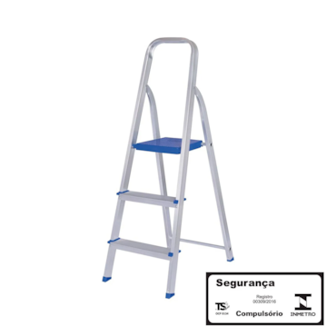 Escada de Aluminio Residencial Mor 3 Degraus 1,2 m Altura