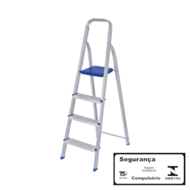 Escada de Aluminio Residencial Mor 4 Degraus 1,4 m Altura