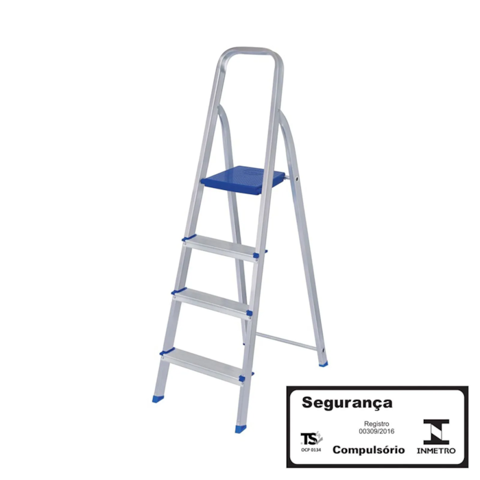 Escada de Aluminio Residencial Mor 4 Degraus 1,4 m Altura