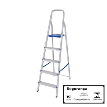 Escada de Aluminio Residencial Mor 5 Degraus 1,63 m Altura