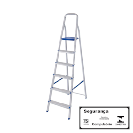 Escada de Aluminio Residencial Mor 6 Degraus 1,86 m Altura