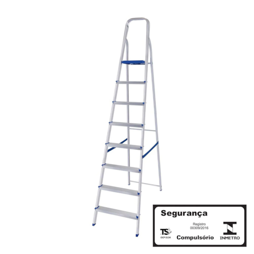 Escada de Aluminio Residencial Mor 8 Degraus 2,33 m Altura