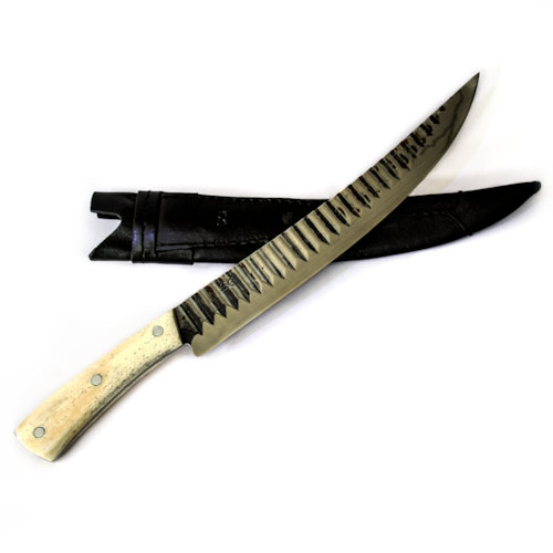 Faca Artesanal SG de Inox de 10 Polegadas com Lâmina de 2mm, Cabo em Osso estilo Istambul e Bainha - COD 261