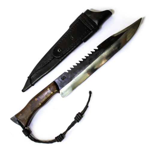 Faca Artesanal SG de Inox de 10 Polegadas com Lâmina de 5mm e Cabo Estilo Caça na Selva, com Bainha - COD 143.10