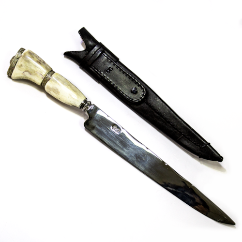 Faca Artesanal SG forjada em Aço Inoxidável 5 mm, Cabo de Cervo e Alpaca de 10'' Com Bainha - COD-98.10