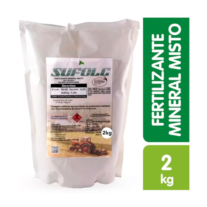 Fertilizante Mineral Misto Sufolc Sulfato de Cálcio 2kg - Agrodama