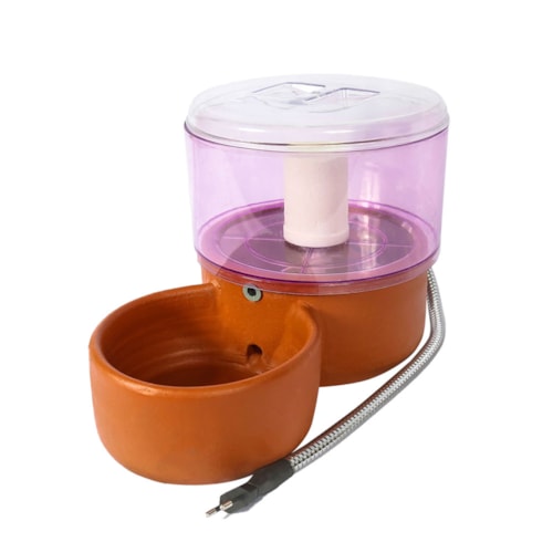 Filtro de Agua em Ceramica e Acrílico 2,5L Rosa c/ Bomba Elétrica e Cabo Inox