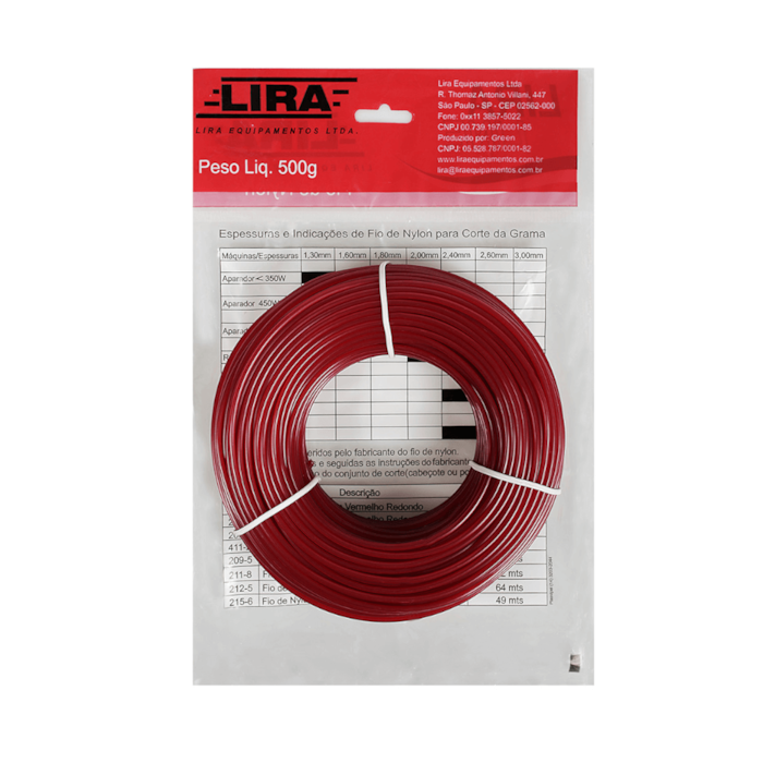 Fio de Nylon Redondo Para Cortador de Grama 100 g - Lira