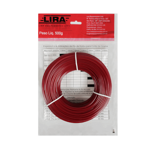 Fio de Nylon Redondo Para Cortador de Grama 500 g - Lira