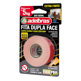 Fita Adesiva Fixa Forte Espuma 24mm x 1.5M - Adelbras