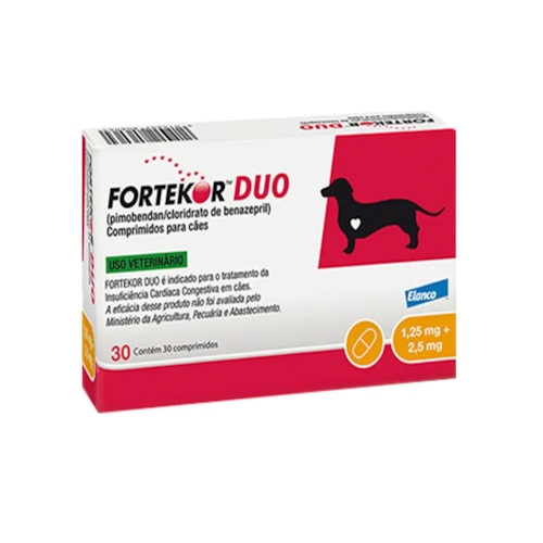 Fortekor Duo 1,25mg + 2,5mg Insufuciência Cardíaca para Cães 30 Comprimidos Elanco