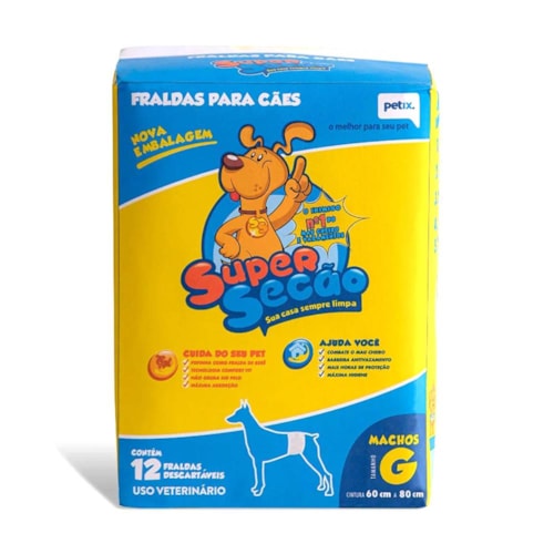 Fralda para Cães Machos Supersecão Tamanho G - PETIX