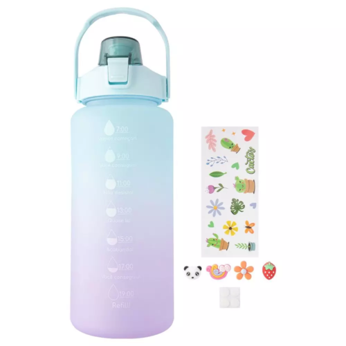 Garrafa Motivação Degradê com Alça e Adesivos 2L JFZ