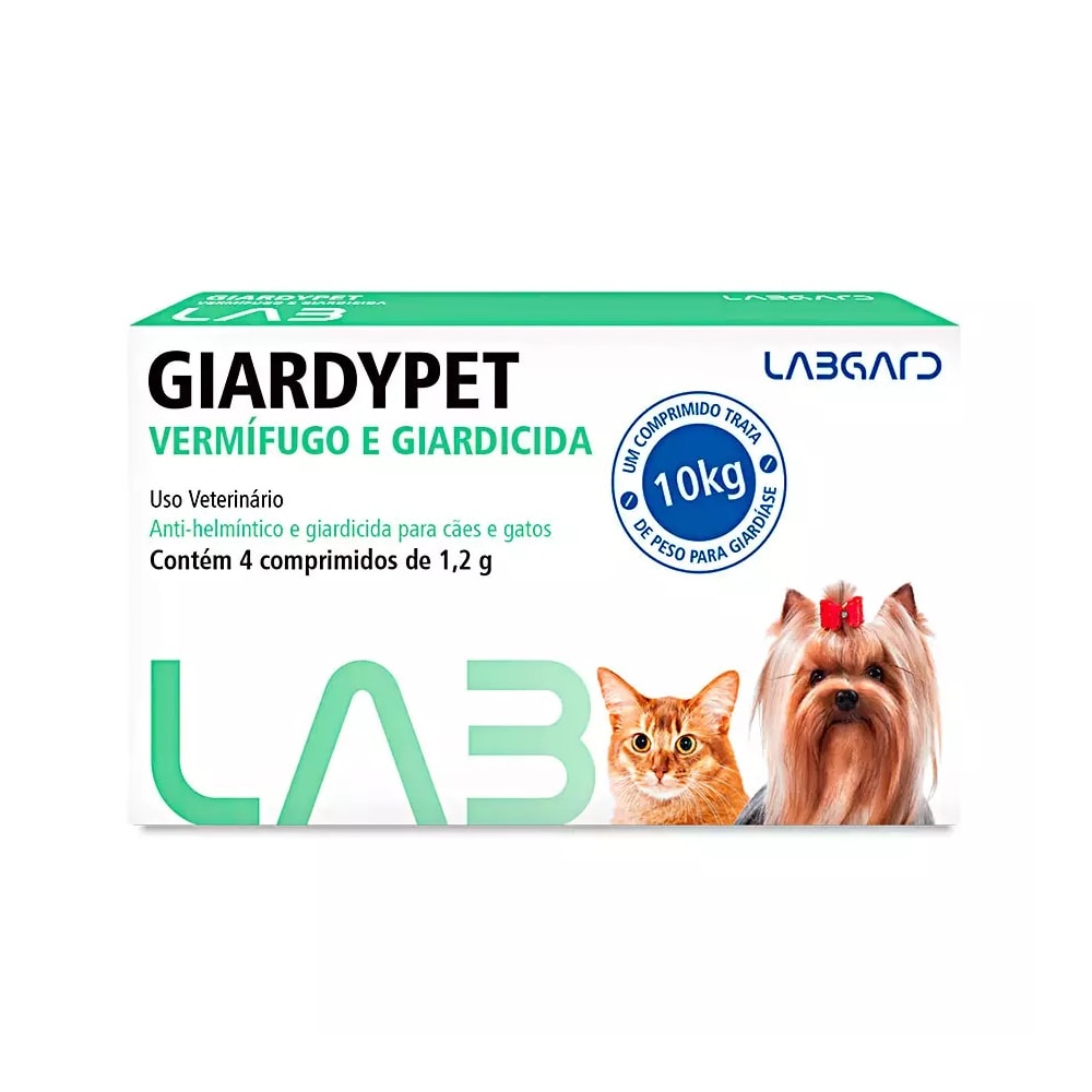 Giardypet Vermífugo e Giardicida para Cães e Gatos de até 10kg - 4 comprimidos